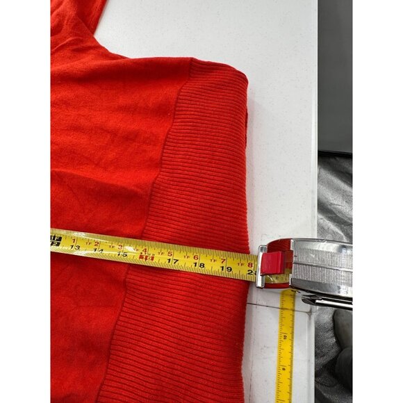 Cable & Gauge Coral Red 3/4 Sleeve Top XL Button Detail Dolman Holiday Sweater - Picture 3 of 7